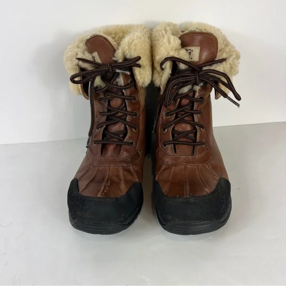 UGG men's Butte Worchester Brown Leather Waterproof Vibram Boots Mens Size 9 - Picture 2 of 13